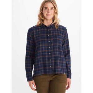 Marmot Women’s Fairfax Boyfriend Midweight Flannel – Navy Plaid (Size M)